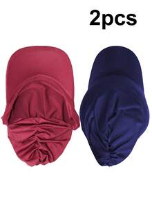 CONFLASS 1pc Women's Thick Striped Fabric Duck Bill Cap Headscarf Hat, Outdoor Travel Sun Protection Hat, Suitable For Daily Use - Multicolor - View 13