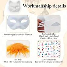 DIY Cat Face Mask Making Kit, Includes Felt, Handmade Style Animal Design Colorful Dress-Up Mask Set, Suitable For Halloween Costumes, Carnival Parties, Role Play And Holidays (DIY Handmade Kit, Halloween Costume Accessories) - A - View 4