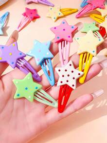 12/6pcs Multi-Color Polka Dot Star Water Drop BB Hair Clips, Durable & No Hair Pulling, Sweet & Cute Hair Accessories - Suitable For Women And Girls, Daily, School, Party, Vacation - Multicolor - View 7