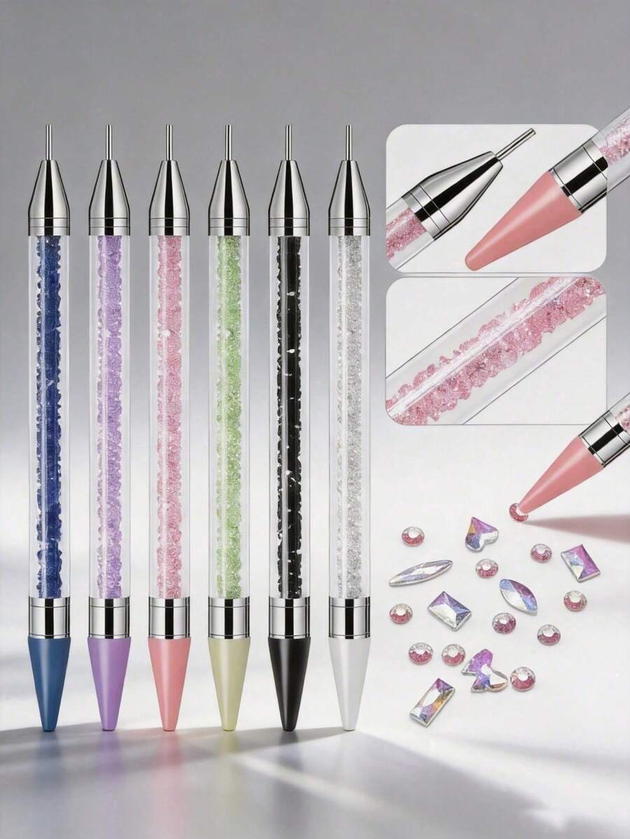 1/3pcs Glitter Liquid Rhinestone Pen, Multi-Color Crystal Gem Dotting Pen, Crystal Gemstone Adhesive Pen, Universal Nail Art Decoration, Diamond Painting Craft, Rhinestone Set, Crystal Art Supplies, Autumn Decoration, College Essential, Women's Gift, Home Necessity, Room Decor Aesthetic, Home Christmas Decoration, Bedroom Decor, Desk Accessories, Bathroom Decor, Wall Decor, Gift, Wedding Decoration