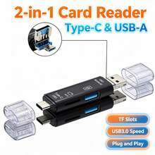 Type-C Android 5-In-1 Card Reader USB2.0 OTG SD/TF Memory Card Universal Reader - Black - View 1