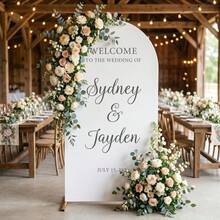 Customized Wedding Arch Fabric Decor Cover, Personalized Photo/Name/Date/Text, Polyester Double-Sided Elastic Backdrop, Party Decoration, Wedding Welcome Sign, Bridal Gift, No Power Required, Suitable For Wedding, Birthday, Party - Multicolor - View 4