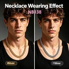 1pc Punk Style Stainless Steel Gold-Plated Silver Chain Necklace For Men, Suitable For Party, Holiday Gifts, And Stage Performance - NB1751 Necklace - View 12