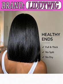 100% Human Hair Bob Wigs 13x4 HD Lace Front Wigs Straight Brazilian Natural Color Human Hair Lace Frontal Wigs For Women Breathable ,Adjustable Band ,Large Lace Area Wig Cap 200% Density Transparent Lace Frontal Wig For Party, Cosplay, Daily Use - 自然色彩 - 查看 6
