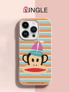 官方授權 Paul Frank 液態矽膠手機殼，全包覆防摔相機保護，卡通猴子彩色條紋圖案，新款適用於 iPhone 11/12/13/14/15/16/17/18 Pro Max 系列手機保護套，節日禮物，日常通勤，日常防摔高質感設計 - 彩色 - 查看 2