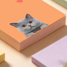 Macaron - Cat Sticky Notes 100pcs (Randomly Selected 2 Designs), Ins-Style Soft And Cute Design, High Aesthetic Value, Suitable For Decorating Student Notebooks And Office Messages - A - View 6