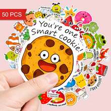 50pcs Inspirational Animal & Fruit Stickers With English Words, Suitable For Notebooks, Planners, Sticker Decoration, School Supplies, Back To School Season, Humorous & Fun Stickers - Multicolor - View 4