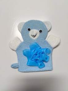 1 pieza Manopla de baño infantil con diseño de oso lindo, de uso doble como guante de ducha, color aleatorio - Azul - Ver 8
