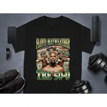 Floyd Mayweather  50-0 T-Shirt, Boxing Legend TBE Fan Apparel, Champion Athlete Gift Tee For Men - 黑色 - 查看 2