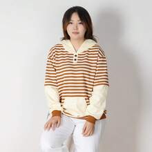 Pet & Owner Matching Striped Hoodie, Small Cat & Dog Owner Same Style Colorblock Patchwork Casual Top - Multicolor - View 16