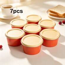 HIZTGHC 7pcs Matte Red Empty Candle Jars With Wood Grain Sealed Lids, Portable Metal Candle Making Containers (Suitable For Soy Wax), Small Storage Jars (Can Be Used For Snacks, Vanilla, Etc.), Holiday Gift Packaging - Cup Style - View 10