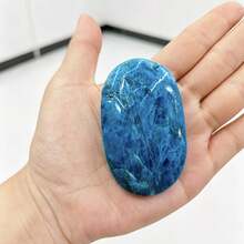 1 buah Batu Telapak Tangan Apatit Biru, Bentuk Acak, Barang Dekoratif, Ukuran Acak, Hadiah Kristal yang Sempurna - Biru - View 3