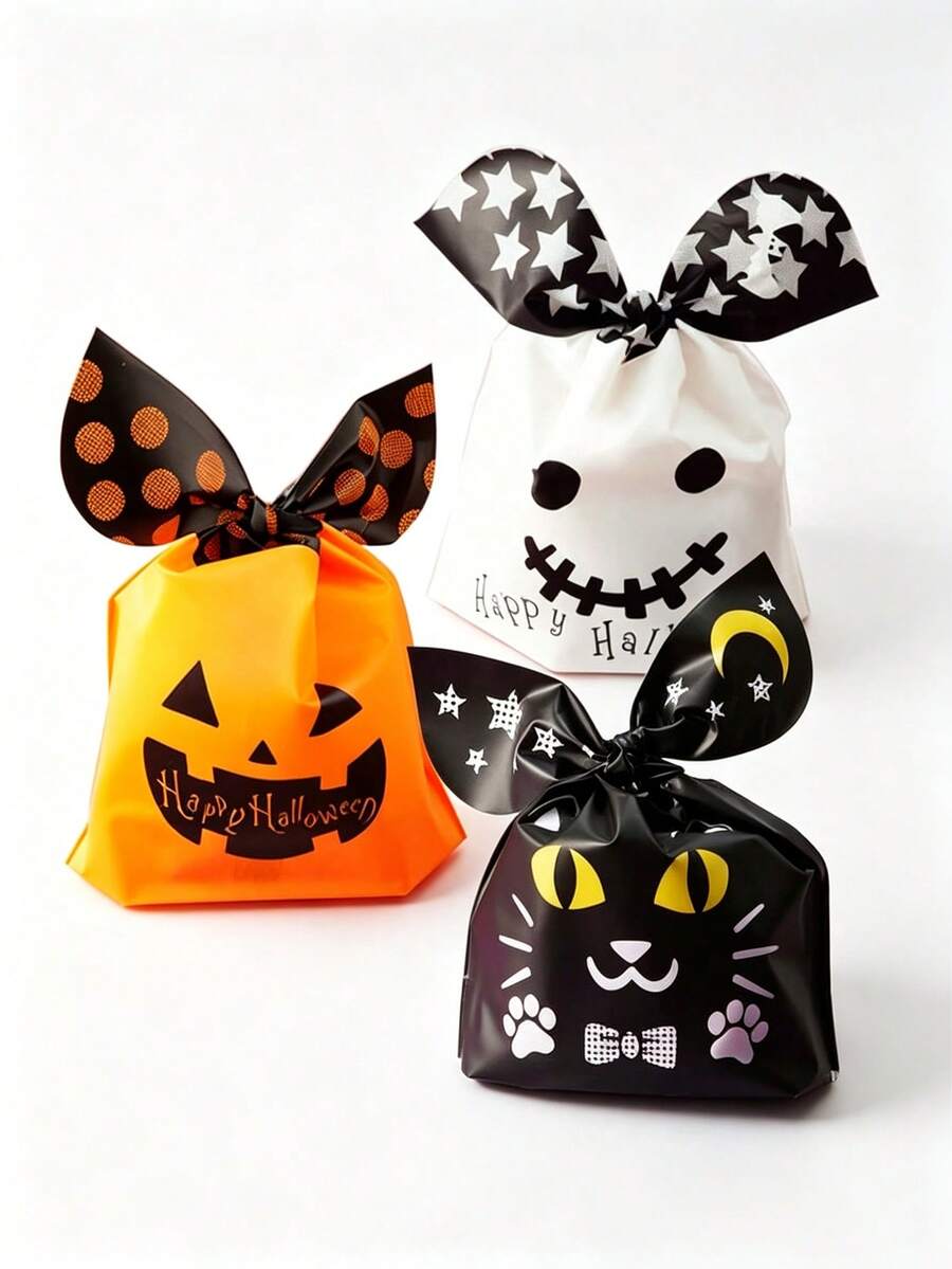 50/10 piezas Bolsa de dulces de Halloween, bolsas de regalo con cordón para fiesta de dulces, bolsa de golosinas de Halloween, galletas, chocolate, aperitivos para truco o , dulces de fiesta, baratijas y recuerdos de fiesta, bolsas de dulces, decoración de otoño, decoración de Halloween - Bolsas de embalaje - Ver 1