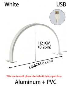 1pc 14.1"/20.4" White/Pink Crescent-Shaped Nail Lamp, USB Button Plug Desk Lamp, Suitable For Commercial Nail Lighting, Vanity, Craft Table, Nightstand, Solid Color White Light - Multicolor - View 21