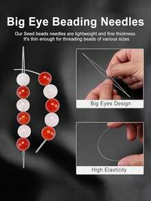 6/10/20 Piece Beading Needle Set, 6 Types Of Large Eyeball Needles, Foldable Handmade Jewelry Making Beading Needles - Multicolor - View 3