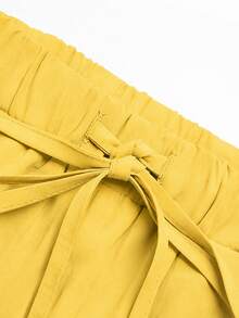 Women's Scrub Set, Solid Color Dental Hospital Uniform Set, Lab Hospital Pet Care Jogger Pants Set - Mustard Yellow - View 7