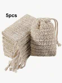 5pcs/10pcs Facial Foam Net - Natural Material, Soft, Breathable, Reusable, Portable Soap Bag, Cotton Soap Bag, Suitable For Bath, Home Beauty And Travel - Beige - View 11