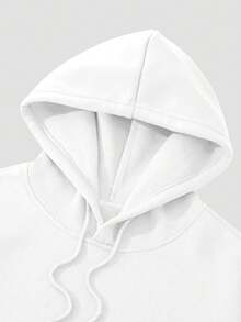 Minimalist Style Letter-Printed Hooded Sweatshirt, Versatile Top For Everyday Casual Wear And Commuting - 白色 - 查看 3