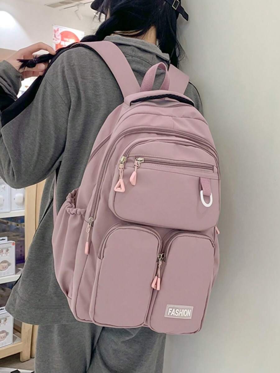 大容量女款時尚背包,輕量休閒,多口袋設計,適合學生、辦公、旅行與日常活動,極簡學生背包,通勤旅行背包 - 彩色 - 查看 1