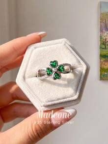 1pc Classic Zirconia Inlaid White Gold Plated Ring, Size 6, Exquisite Jewelry, Suitable For Engagement, Wedding, Anniversary, Birthday Gift - Silver - View 4