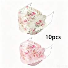 10/5pcs Elegant Floral Style Women's Face Masks, 3D Breathable Decorative Face Covers - Multicolor - View 20