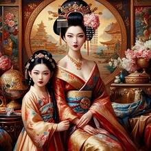 1PC DIY 5D Diamond Painting Kit Kimono Beauty Pattern - Round Full Diamond Art Mosaic Craft, Home Wall Decor, Frameless - No Frame - View 1
