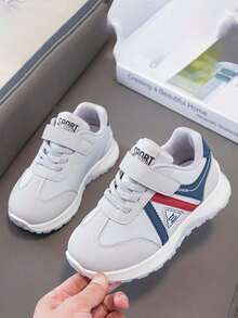 1 Pair Soft Sole Non-Slip Fashion Versatile Casual Sports Shoes For Little Girls And Boys, Suitable For Spring And Autumn - Grey - View 3