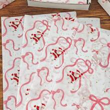10/30/60pcs Christmas Bow & Santa Claus Pattern Tissue Paper, 50*35cm Gift Wrapping Paper, Suitable For Christmas Gift Decoration, Birthday Gift Wrapping, Bouquet Wrapping, Gift Bag Filler And Party Gifts - Multicolor - View 8
