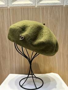 1pc/2pcs Women's Solid Color Wool Warm Beret, French Style Classic Rimless Beret, Suitable For Casual And Party Wear, Metal Heart Decoration, Candy Color Dopamine Style Autumn/Winter Hat - Heart Logo Beret - View 29