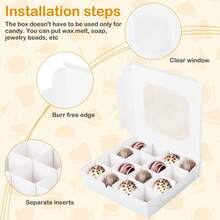 10/20pcs Elegant Chocolate Candy Boxes With Transparent Window, 5.9x5.9x1.38 Inches, 16 Cavities, Suitable For Birthday, Wedding And Other Occasions - View 7