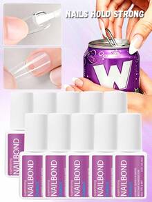 Dueloit 2pcs/3pcs/5pcs/10pcs Super Strong Brush-On Nail Glue, Suitable For Acrylic Nails, Nail Tips And Adhesive False Nails (8ml), Used For Attaching False Nails, Repairing Broken Nails, Acrylic Nail Glue Adhesive Gel - 無色 - 查看 1