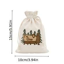 5pcs/Set Camping Theme I'm One HAPPY CAMPER Birthday Party Decoration Drawstring Bags, Camping Party Decor Supplies, Party Gift Bags - View 3