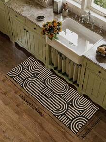 1pc Modern Curved Pattern Non-Slip Floor Mat, 3.5mm Soft Rubber Backing, Small Rug Suitable For Kitchen, Bathroom, Hallway, Living Room And Outdoor Garden Decor - View 13