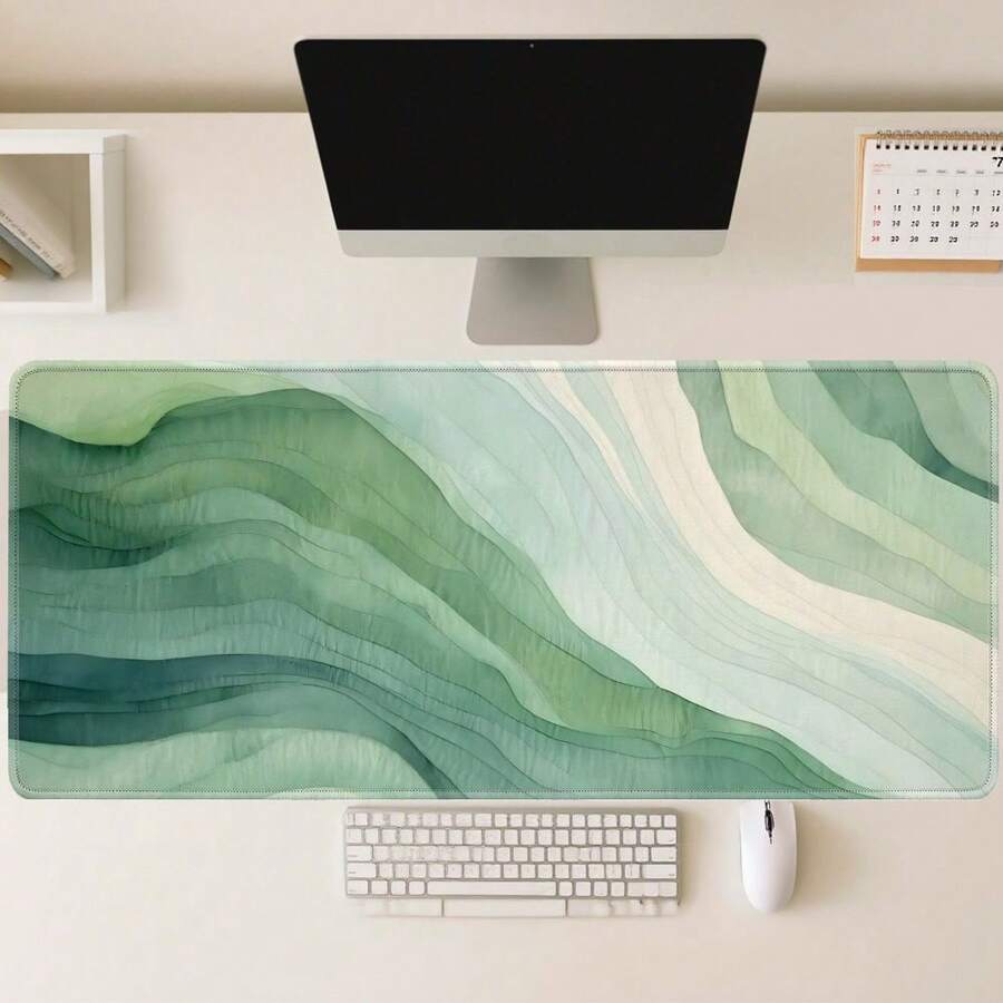 1pc Large Gaming Mouse Pad, Green Textured Design, Anti-Slip Washable Rubber Base, Large Size Desk Mat Office Accessory, Stain-Resistant Gaming Mouse Pad, Ideal Gift - Mouse Pad - View 1