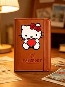 1 pieza Nuevo porta pasaporte de viaje de la serie Sanrio Hello Kitty con estampado, funda de pasaporte con múltiples ranuras y soporte para tarjeta de embarque, accesorio de viaje con diseño de dibujos animados lindo de Pochacco, accesorio de viaje en avión ligero, impermeable y portátil, esencial para vacaciones y viajes de verano - Multicolor - Ver 11