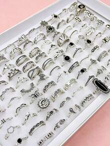 Set Cincin Wanita 20 Buah dengan Berbagai Elemen, Cincin Jari Gaya Campuran Punk Hip-Hop, Aksesori Jari untuk Pesta, Liburan, dan Pemakaian Sehari-hari, Hadiah Perhiasan Fashion, Aneka Pilihan Acak - Cincin punk - View 9