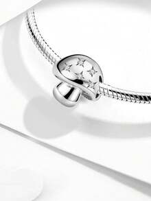 1 Piece Of Fashionable 925 Sterling Silver Mushroom Bead With Diamonds, Suitable For Women's Bracelets And DIY Jewelry Making - Style 1 - View 6