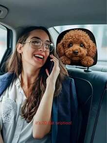 2 buah Sarung Sandaran Kepala Mobil Motif Poodle Raksasa yang Lucu, Tanpa Isian, Mudah Dipasang dan Dibersihkan, Cocok untuk Perjalanan, Perjalanan Harian, dan Penggunaan Mobil Liburan, Sepanjang Musim - A - View 4