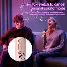 Small Karaoke Machine With 2 Wireless Microphones, USB Charging. Portable Karaoke Machines, Birthday Gifts, Family Gatherings, Outdoor Trips And LED Lights, Compatible With All Smartphones - White - View 2