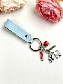 Personalized Teacher Keychain, Teacher Appreciation Gift, Customized Name Leather Keychain, Back To School Gift, End Of Year Teacher Gift - Multicolor - View 6