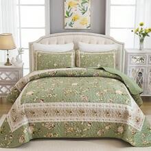 3 PCs Quilt Set Queen Size, Antique Blue Rose Bedspread Coverlet Set, All Season Soft Lightweight Microfiber Quilt Set With 2 Pillowcases For Home Decor, Room Decor>Aesthetic Holiday Gift, Party, Halloween,Christmas. - Dark Blue-1938 - 查看 5