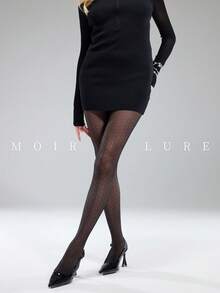 MOIRÉALLURE 1雙純色適合日常生活的時尚褲襪 - 黑色 - 查看 8