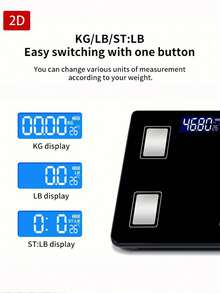 Timbangan Berat Badan Pintar dengan Layar LED Besar, Timbangan Kamar Mandi Digital untuk Kebugaran di Rumah dan Penggunaan Sehari-hari, Kapasitas Maksimum 400 lbs/180 kg, Permukaan Kaca Tempered, Deteksi Suhu, Menggunakan Baterai AAA (Tidak Termasuk) - A - View 6