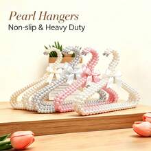 5pcs Faux Pearl Bow Hangers, Suitable For Storing Cat And Dog Clothes, Also An Excellent Choice For Halloween Gifts. This Princess Style Hanger Can Be Used For Drying, Storing And Organizing Clothes, While Also Serving As Home Decor, Adding A Delicate Touch To Your Wardrobe. The Luxurious Pearl White Color Further Enhances The Elegant Elegant Of This Fashionable Hanger. - Multicolor - View 7
