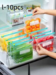 60個可重複使用密封食物儲存袋(10個大號 + 30個中號 + 20個小號),加厚冷凍袋,可微波,適用於長期食物保存與整理,透明PE夾鏈袋,適合廚房食物分類與零食儲存 - 彩色 - 查看 14