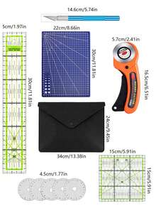 Set Pemotong Putar, Pemotong Putar 45mm dengan 5 Mata Pisau, Alas Potong Plastik Sederhana, Penggaris Quilting dan Pisau Presisi, Cocok untuk Menjahit, Quilting dan Kerajinan Tangan - MultiWarna - View 6