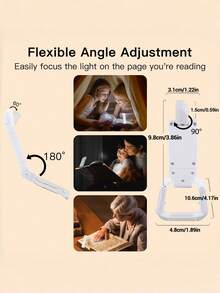 New Foldable USB Rechargeable Reading Light, Eye-Protection Reading/Night Light, Suitable For Night Use, 3 Light Colors, 3 Brightness Levels, White Shell, Includes Book Clip, Portable And Easy To Store - A - View 6