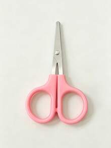 1/3/5pcs Portable Round Edge Safety Craft Scissors, Sharp Durable Smooth Steel Blade + Dual Finger Ring Ergonomic Plastic Handle, Pure Pink Minimalist Style Student Stationery - Pink Plastic Scissors - View 7