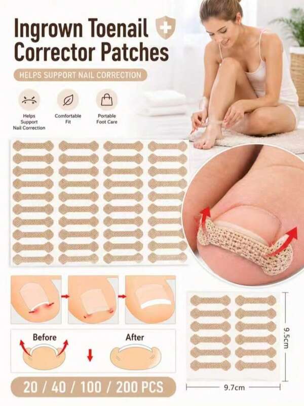 300/200/100/20 lembar Plester Perbaikan Kuku Gulung, Cocok untuk Perbaikan Kuku Gulung, Plester Perbaikan Kuku, Alat Perawatan Kaki