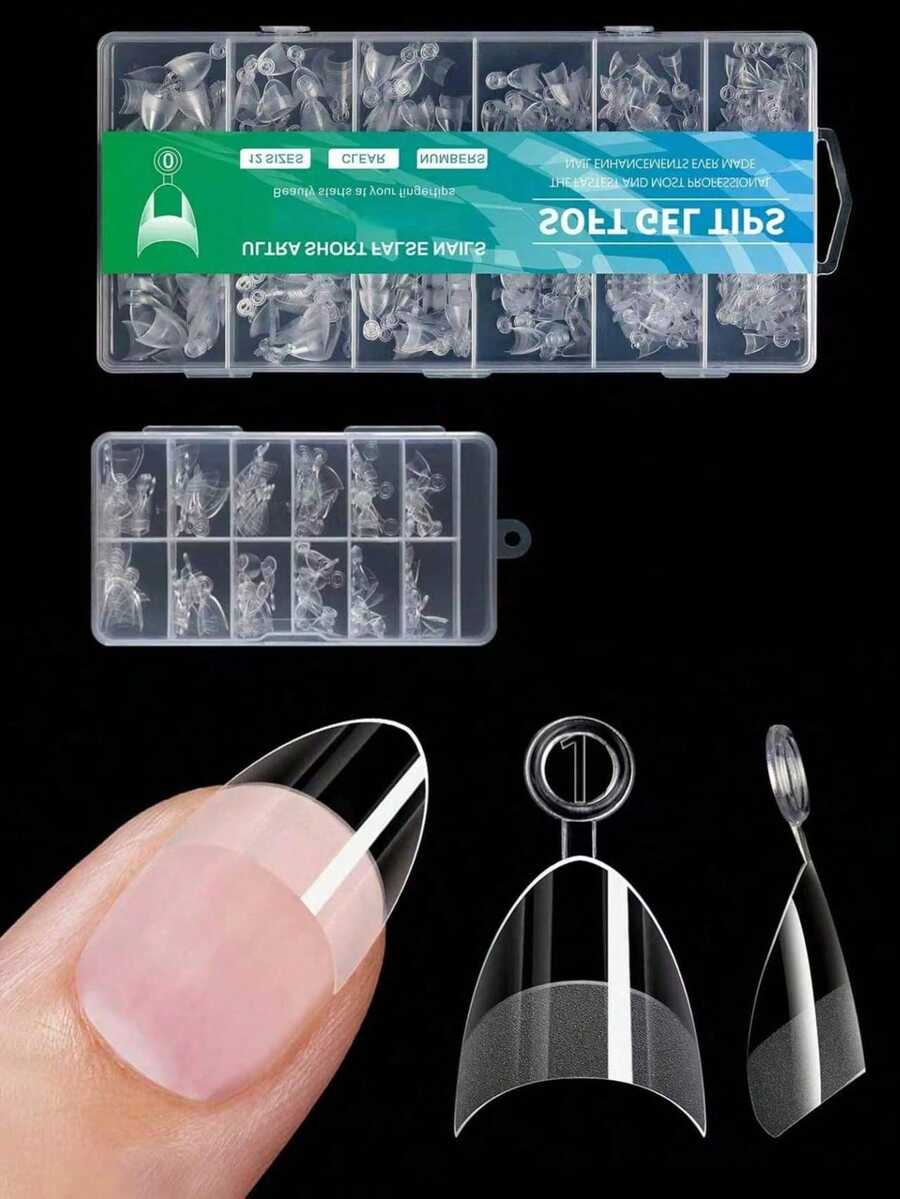 120 pièces/boîte XS Amande Demi-couverture Faux ongles Semi-mat Astuces d'extension de faux ongles Amande super courte Astuces d'ongles en gel souple pour petits lits d'ongles - Transparent - Voir 1